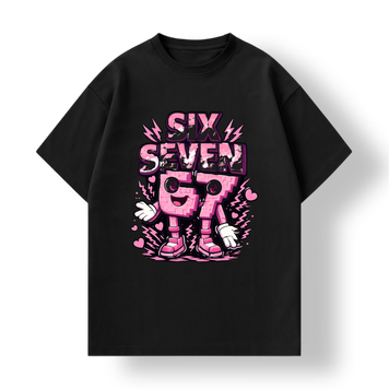 copy_Футболка с трендовым принтом Six Seven 67 черная, Детская, 110-116