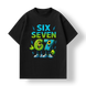 copy_Футболка с трендовым принтом Six Seven 67 черная, Детская, 110-116