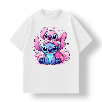 Біла футболка з трендовим принтом Stitch , Дитяча, 110-116