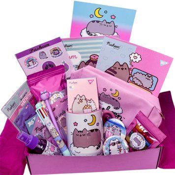 Подарунковий бокс &laquo;Кіт Пушин&raquo; &mdash; милий kawaii набір з канцелярією та солодощами