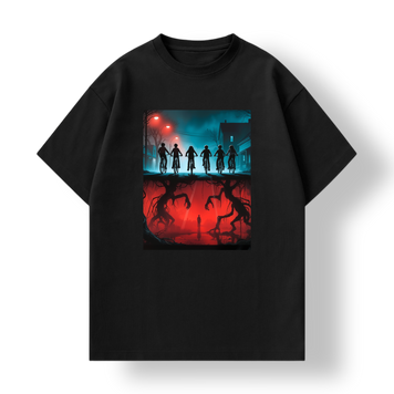 Футболка з символікою Stranger Things -чорна, Дитяча, 122-128