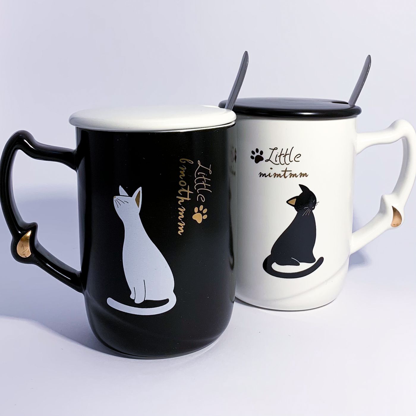 Чашка керамічна "Happy Cat" Біла / Чорна