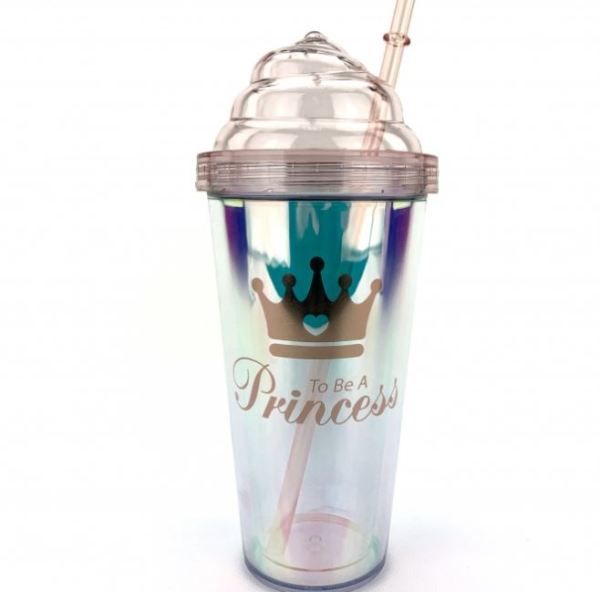 Акриловый стакан с трубочкой "ice Cream" Princess"