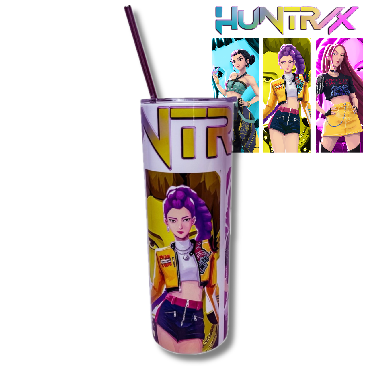 Термо тамблер HUNTR/X 590 мл с металлической трубочкой Хантрікс | K-pop Demon Хантер